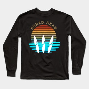 Retro Sunset With Surfer On The Waves Long Sleeve T-Shirt